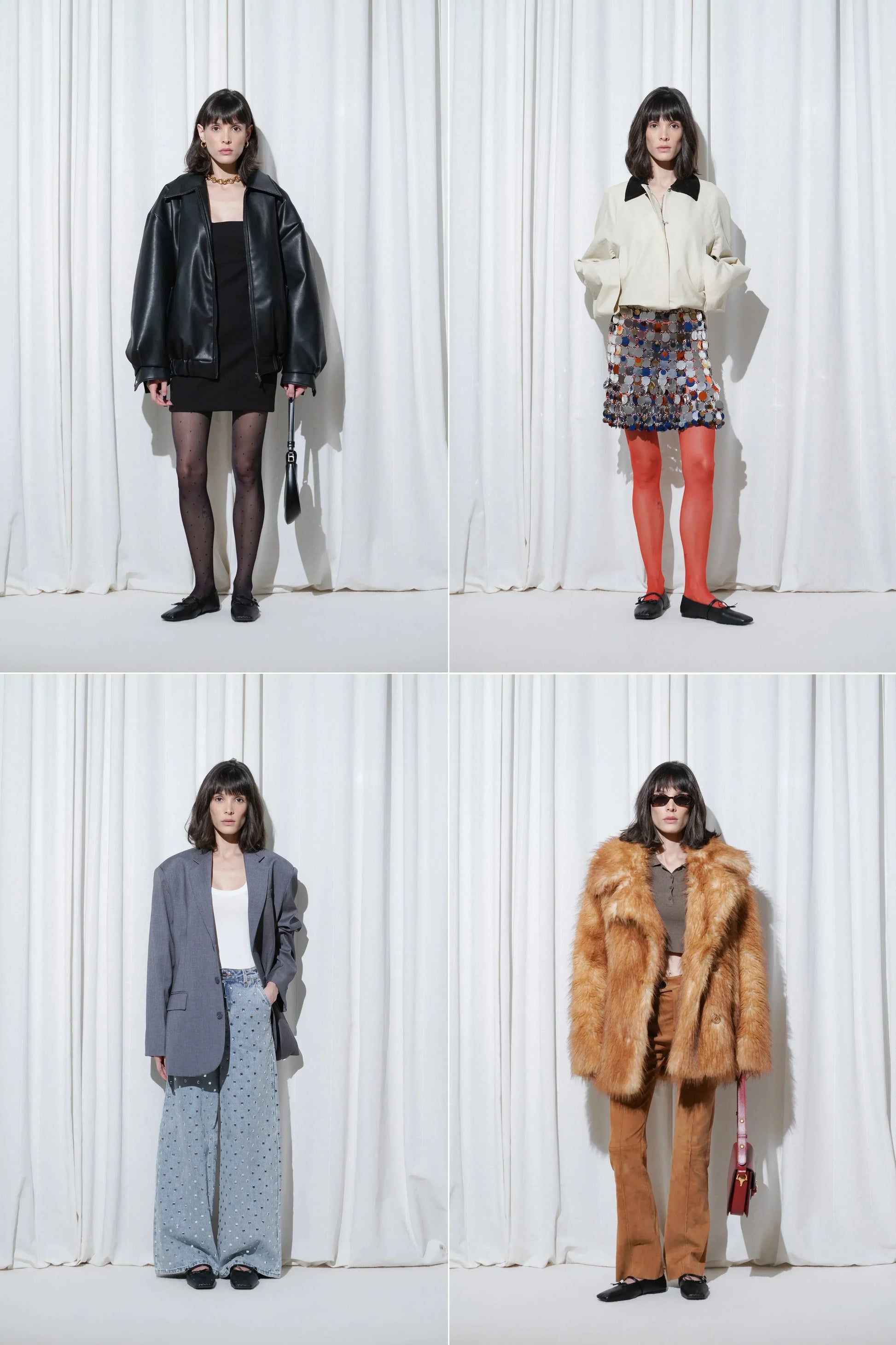 Four outfit ideas from party outfits to casual outfits, all styled with EDLA Mars Black Ballet Flats.