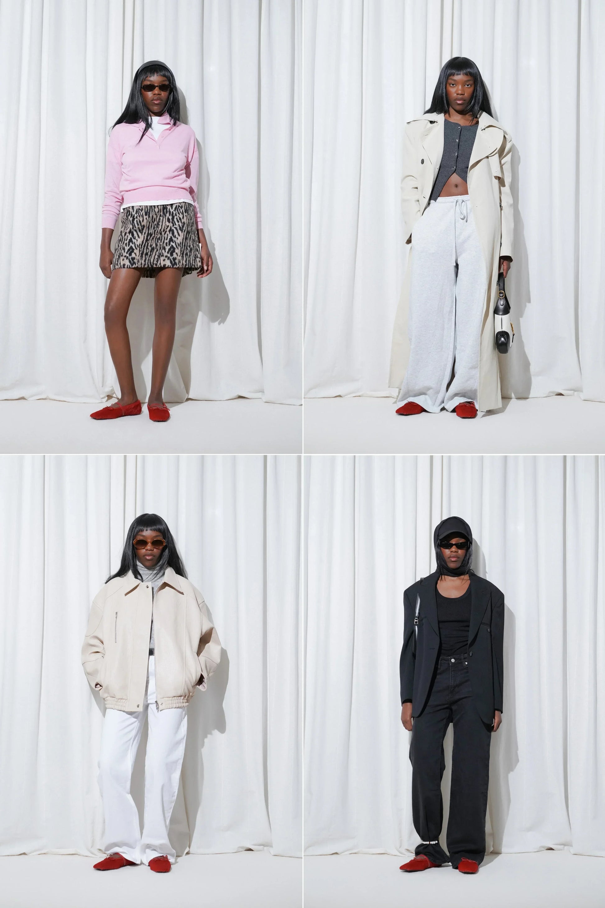 Four outfit ideas from party outfits to casual outfits, all styled with EDLA Mars Red Ballet Flats.