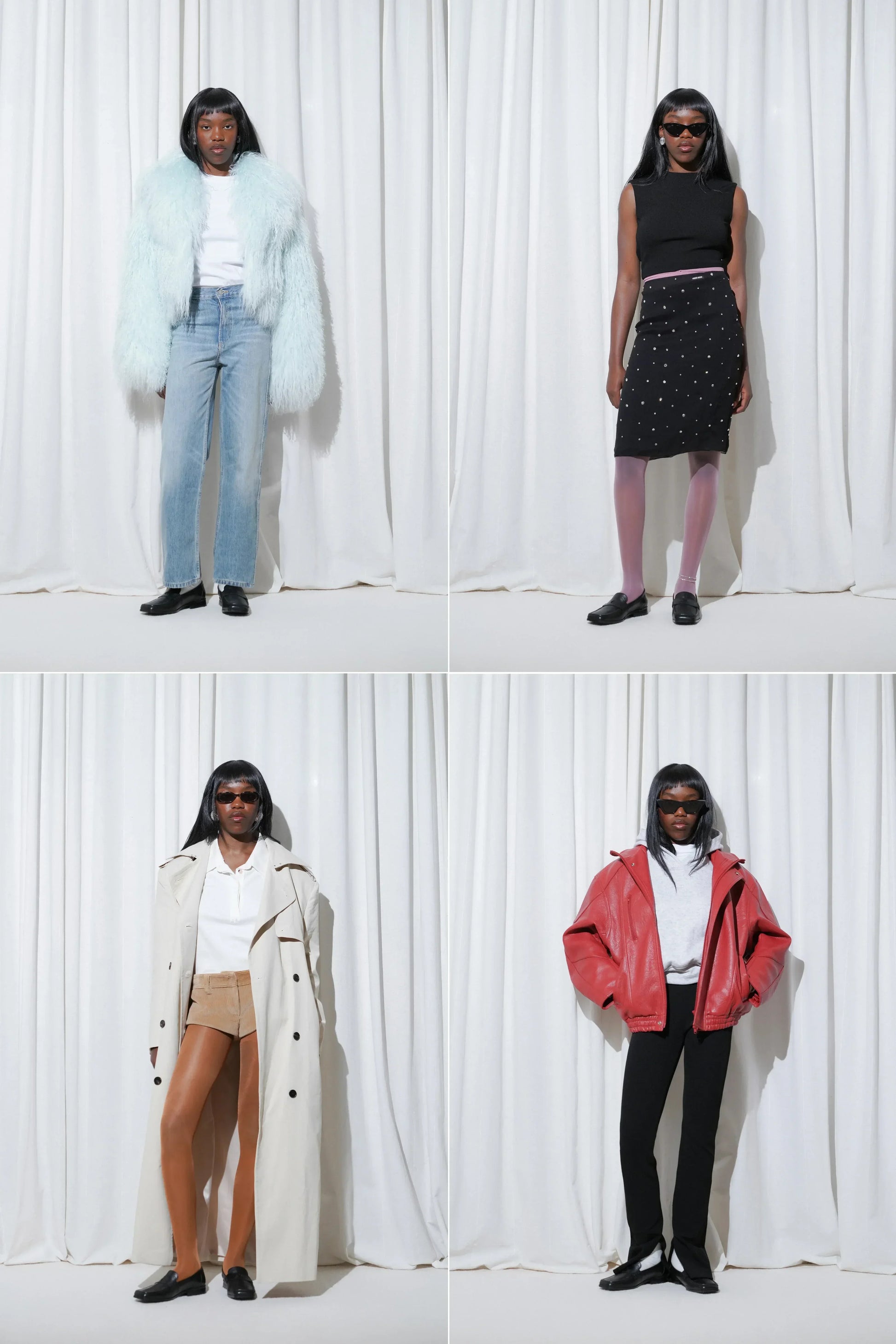 Four outfit ideas from party outfits to casual outfits, all styled with EDLA Earth Black Loafers.