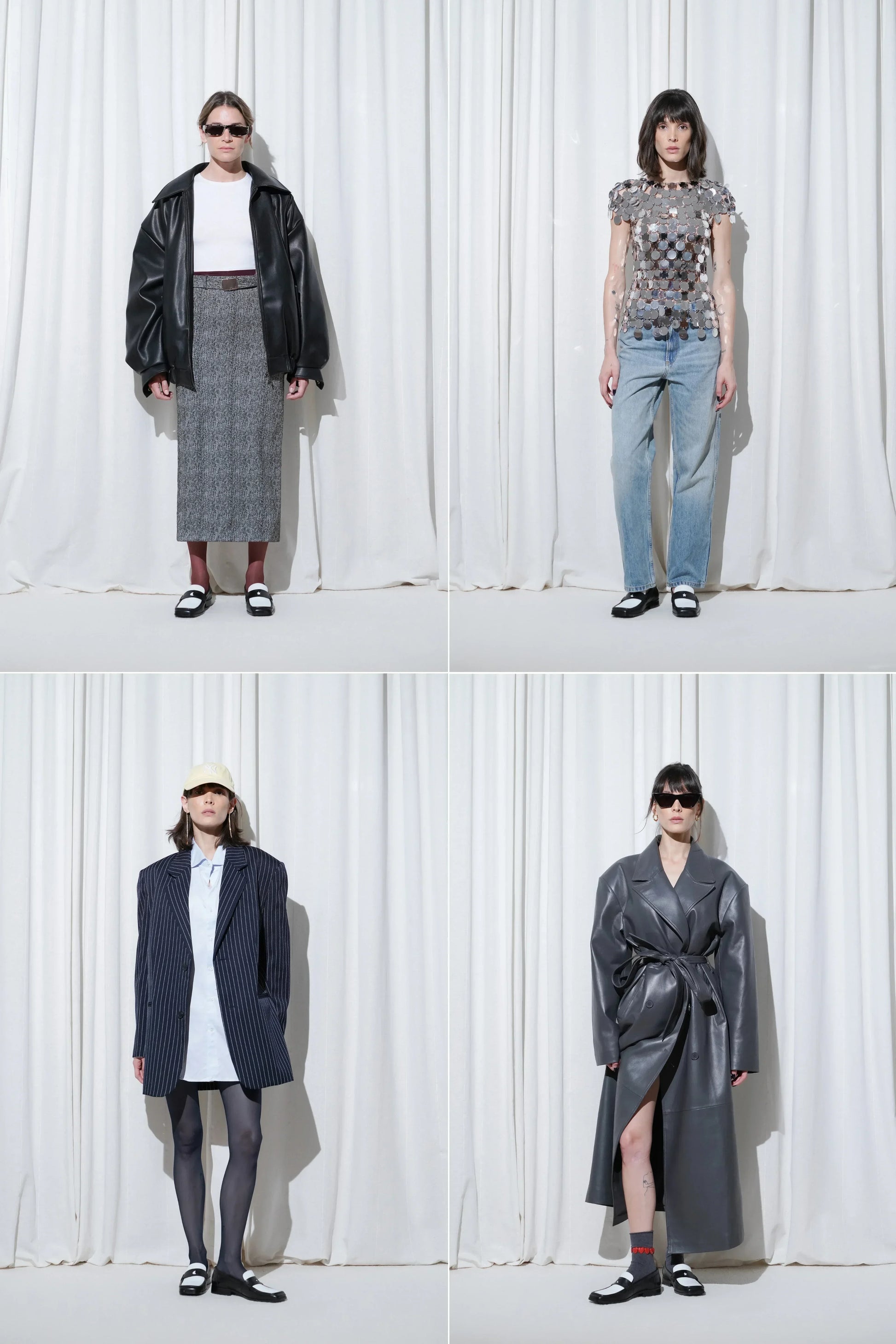 Four outfit ideas from party outfits to casual outfits, all styled with EDLA Earth Black and White Loafers.