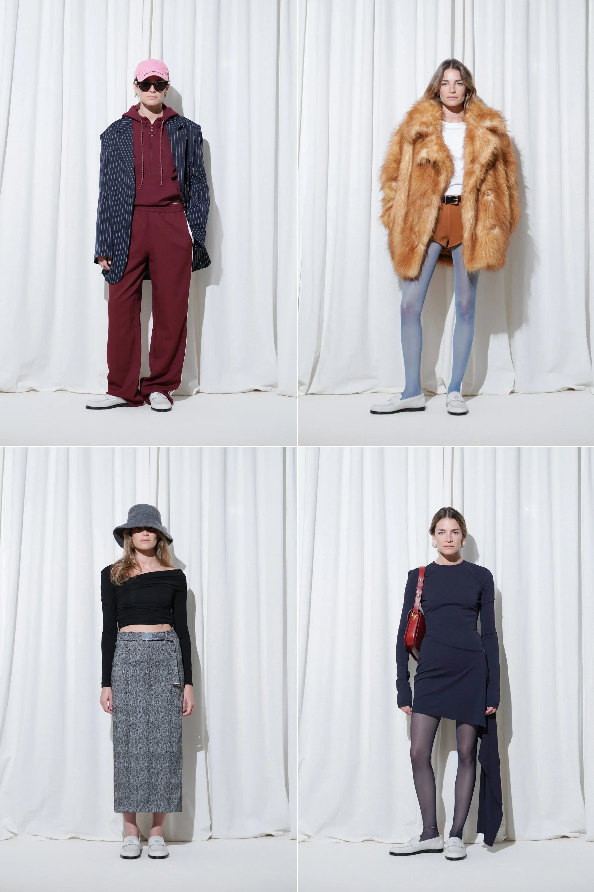 Four outfit ideas from party outfits to casual outfits, all styled with EDLA Jupiter White Loafer.