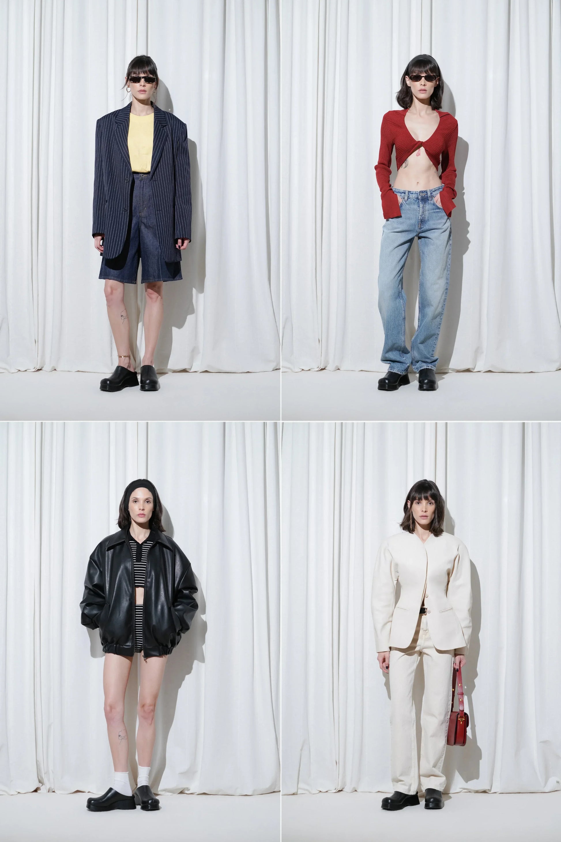 Four outfit ideas from party outfits to casual outfits, all styled with EDLA Venus Black Mules.