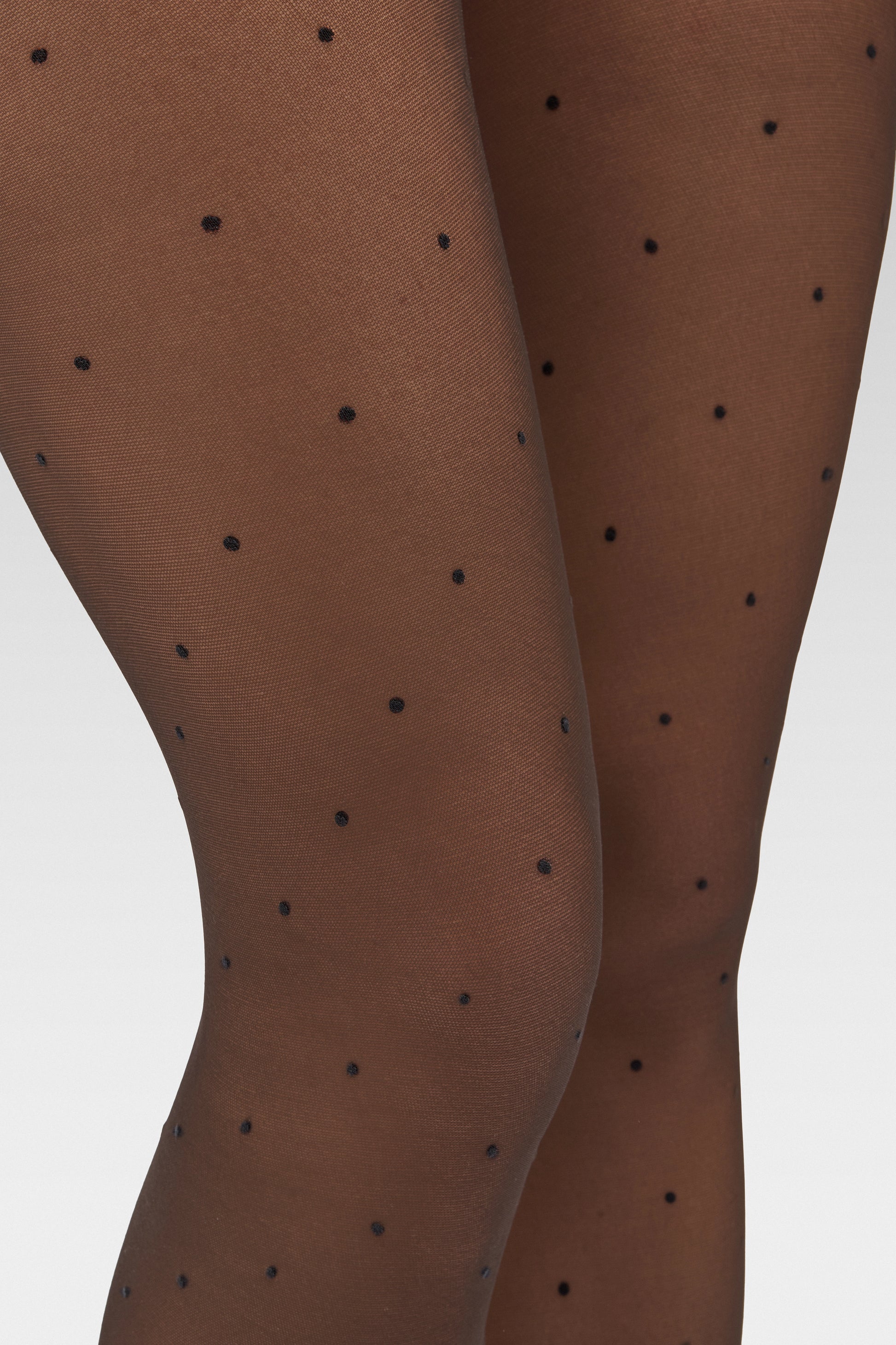 EDLA Orbit Black Polka Dots tights detailed pattern close-up.